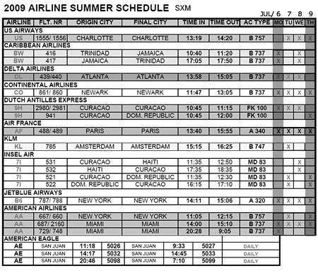 SXM schedule for fwtw